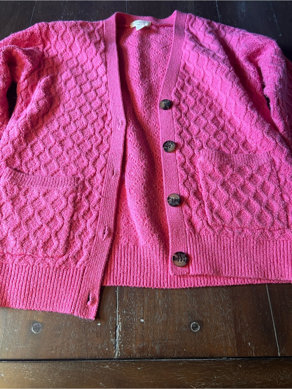 J. Crew Hot Pink Cable Knit Cardigan with Buttons